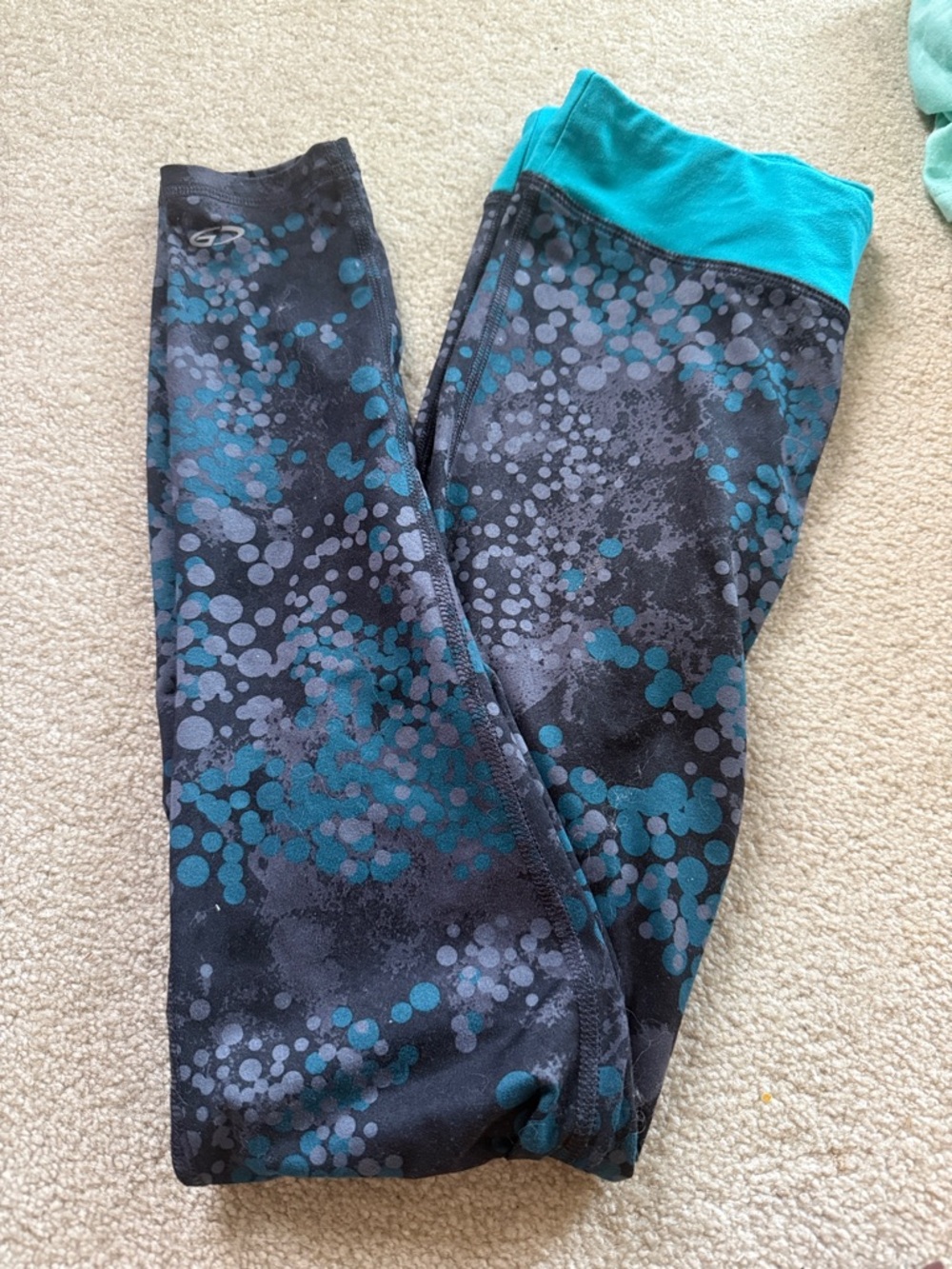 Champion Teal and Gray Dot-Print Girls' Athletic Leggings